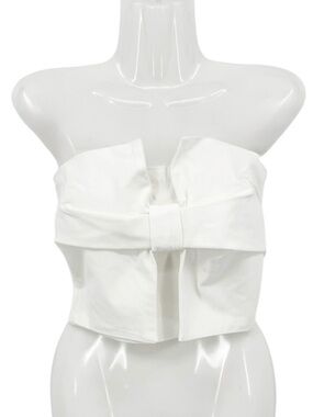 Thirty Thirty Strapless White Bow Crop Top